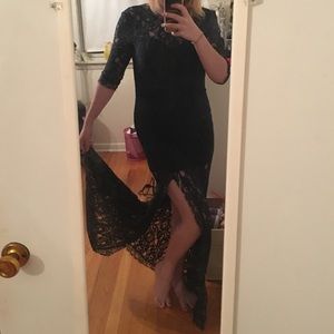 Formal green lace maxi dress